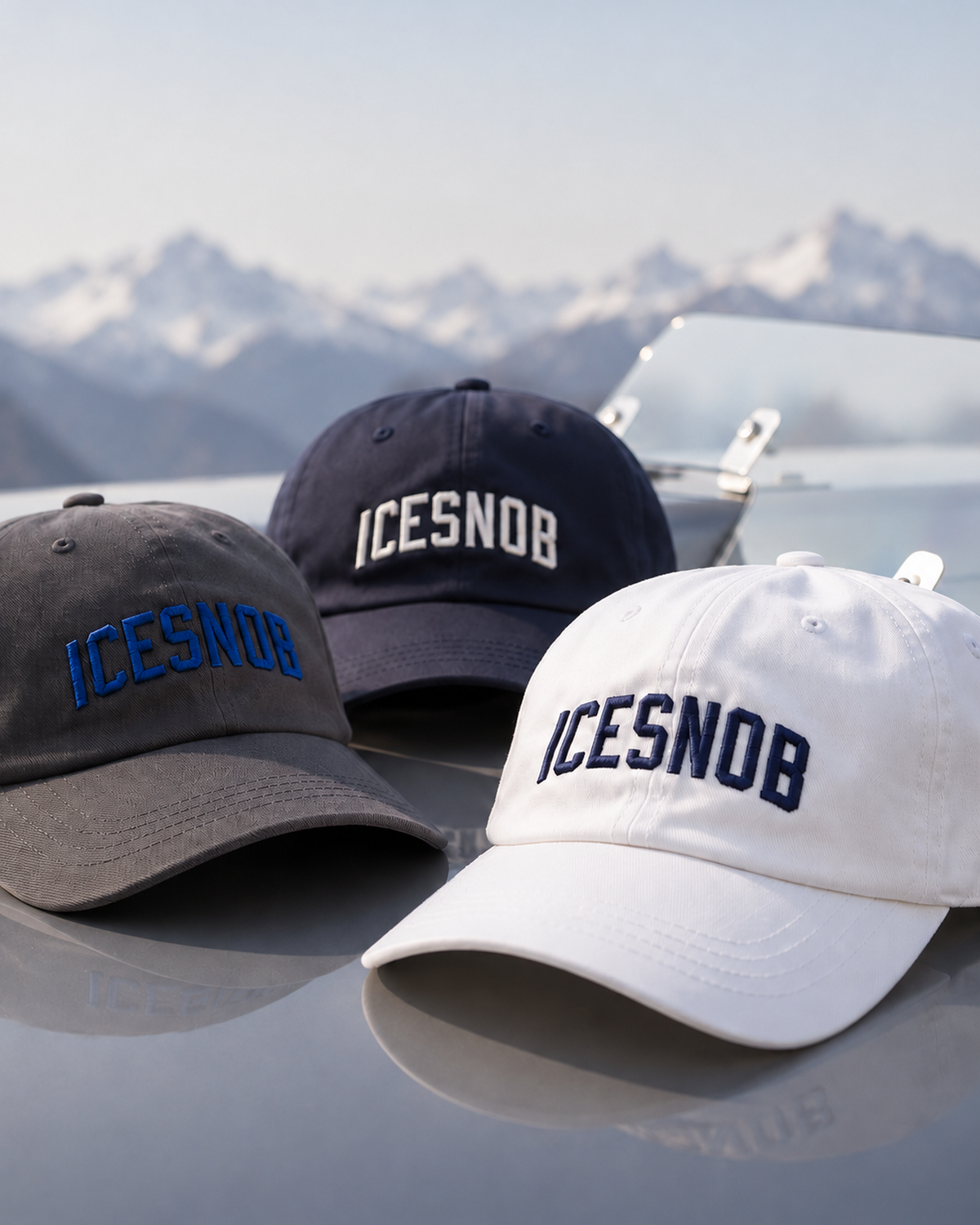 ICESNOB accessories with caps, socks, keychains and more