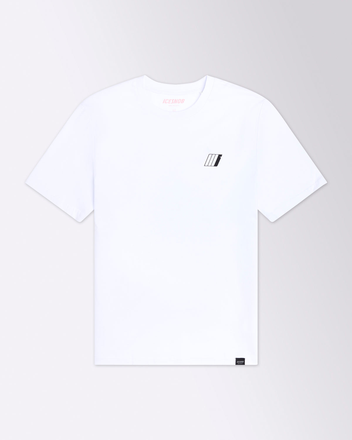 White ICESNOB Rink Royalty T-shirt with small black chest logo on front. 